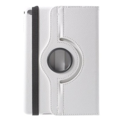 Apple iPad mini 4 (iPad mini 2019) atverčiamas, sukamas 360 laipsnių, baltas odinis dėklas - stovas / Priedai.lt