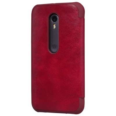 Prabangus „Nillkin“ Qin serijos raudonas odinis atverčiamas Motorola Moto G 3 kartos (Gen 3) dėklas / Priedai.lt