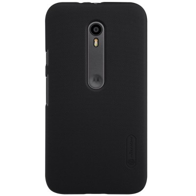 Motorola Moto G 3 kartos (Gen 3) Nillkin Frosted Shield juodas plastikinis dėklas + apsauginė ekrano plėvelė / Priedai.lt