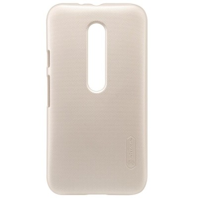 Motorola Moto G 3 kartos (Gen 3) Nillkin Frosted Shield auksinis plastikinis dėklas + apsauginė ekrano plėvelė / Priedai.lt