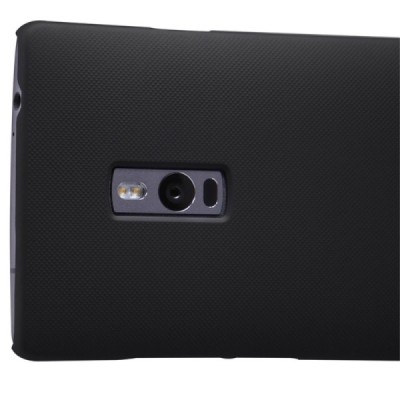 OnePlus 2 Two Nillkin Frosted Shield juodas plastikinis dėklas + apsauginė ekrano plėvelė / Priedai.lt