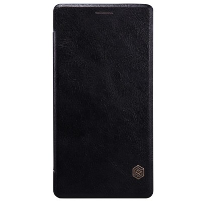 Prabangus „Nillkin“ Qin serijos juodas odinis atverčiamas OnePlus 2 (Two) dėklas - knygutė / Priedai.lt