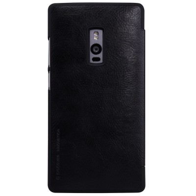 Prabangus „Nillkin“ Qin serijos juodas odinis atverčiamas OnePlus 2 (Two) dėklas - knygutė / Priedai.lt