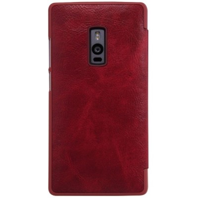 Prabangus „Nillkin“ Qin serijos raudonas odinis atverčiamas OnePlus 2 (Two) dėklas - knygutė / Priedai.lt