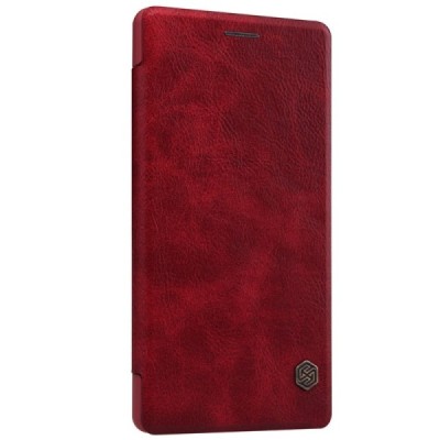 Prabangus „Nillkin“ Qin serijos raudonas odinis atverčiamas OnePlus 2 (Two) dėklas - knygutė / Priedai.lt
