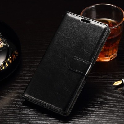 OnePlus 2 (Two) atverčiamas juodas odinis dėklas - piniginė / Priedai.lt