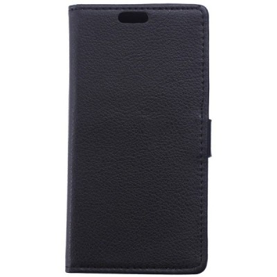 Asus Zenfone 2 5.0 (ZE500CL) atverčiamas juodas odinis Litchi dėklas - piniginė / Priedai.lt