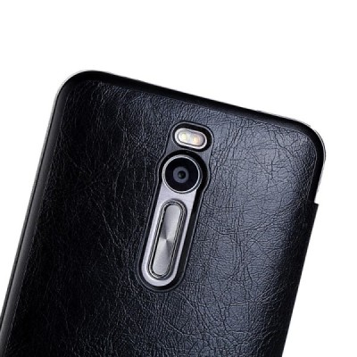 Asus Zenfone 2 5.5 (ZE550ML, ZE551ML) solidus atverčiamas juodas odinis dėklas - knygutė / Priedai.lt