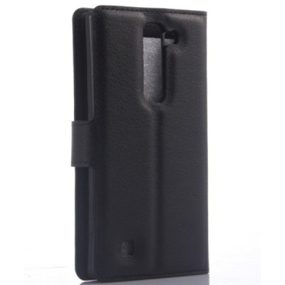 LG G4c (H525) atverčiamas juodas odinis Litchi dėklas - piniginė / Priedai.lt