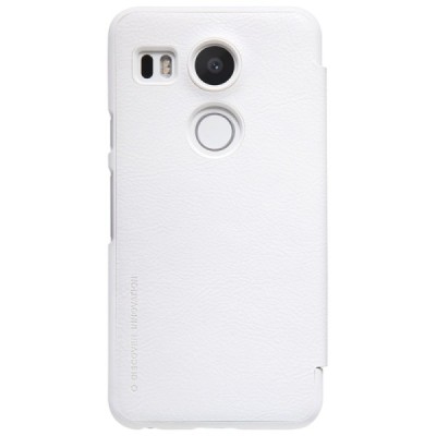 Prabangus „Nillkin“ Qin serijos baltas odinis atverčiamas LG Nexus 5X dėklas / Priedai.lt