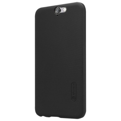 HTC One A9 Nillkin Frosted Shield juodas plastikinis dėklas + apsauginė ekrano plėvelė / Priedai.lt