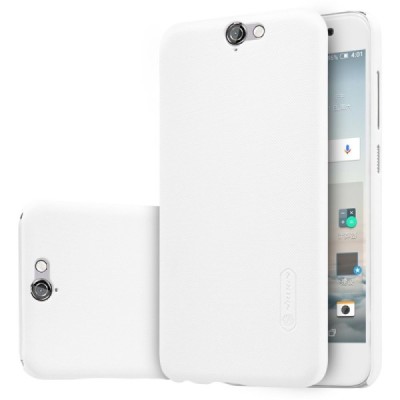 HTC One A9 Nillkin Frosted Shield baltas plastikinis dėklas + apsauginė ekrano plėvelė / Priedai.lt