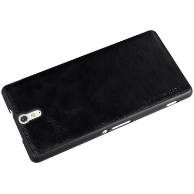 Prabangus „Nillkin“ Qin serijos juodas odinis atverčiamas Sony Xperia C5 Ultra dėklas / Priedai.lt