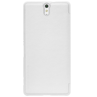 Prabangus „Nillkin“ Qin serijos baltas odinis atverčiamas Sony Xperia C5 Ultra dėklas / Priedai.lt
