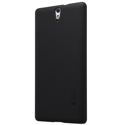 Sony Xperia C5 Ultra Nillkin Frosted Shield juodas plastikinis dėklas + apsauginė ekrano plėvelė / Priedai.lt