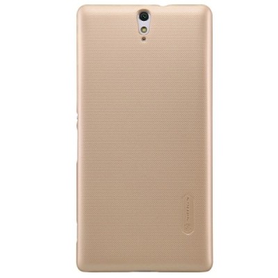 Sony Xperia C5 Ultra Nillkin Frosted Shield auksinis plastikinis dėklas + apsauginė ekrano plėvelė / Priedai.lt