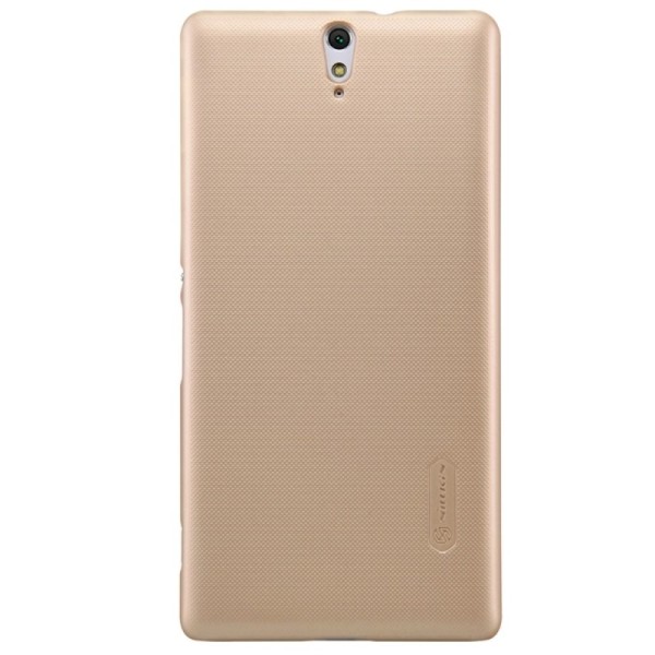 „Nillkin“ Frosted Shield dėklas - auksinis + apsauginė ekrano plėvelė (Xperia C5 Ultra)