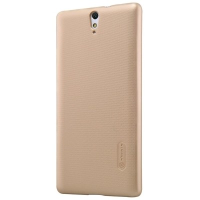 Sony Xperia C5 Ultra Nillkin Frosted Shield auksinis plastikinis dėklas + apsauginė ekrano plėvelė / Priedai.lt