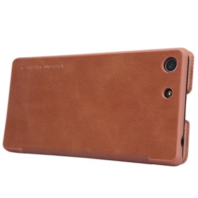 Prabangus „Nillkin“ Qin serijos rudas odinis atverčiamas Sony Xperia M5 dėklas / Priedai.lt