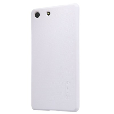 Sony Xperia M5 Nillkin Frosted Shield baltas plastikinis dėklas + apsauginė ekrano plėvelė / Priedai.lt