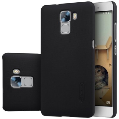 Huawei Honor 7 Nillkin Frosted Shield juodas plastikinis dėklas + apsauginė ekrano plėvelė / Priedai.lt