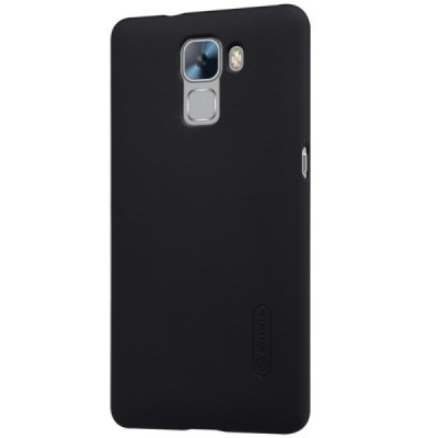 Huawei Honor 7 Nillkin Frosted Shield juodas plastikinis dėklas + apsauginė ekrano plėvelė / Priedai.lt