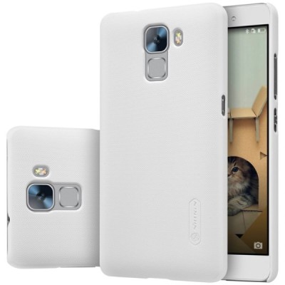 Huawei Honor 7 Nillkin Frosted Shield baltas plastikinis dėklas + apsauginė ekrano plėvelė / Priedai.lt