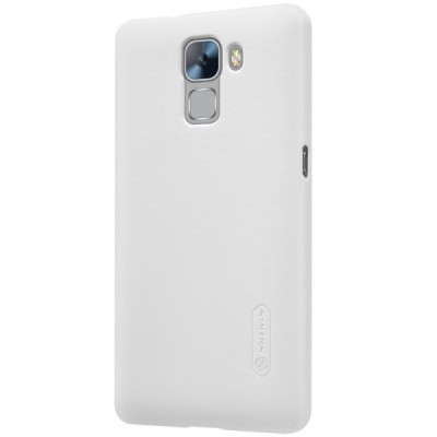 Huawei Honor 7 Nillkin Frosted Shield baltas plastikinis dėklas + apsauginė ekrano plėvelė / Priedai.lt