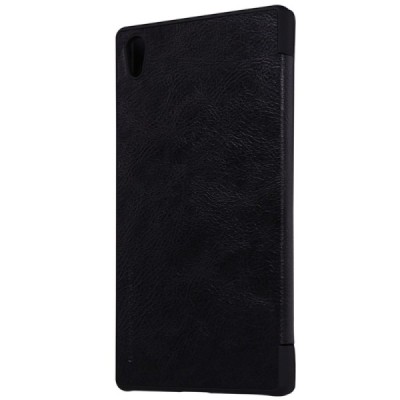 Prabangus „Nillkin“ Qin serijos juodas odinis atverčiamas Sony Xperia Z5 Premium dėklas / Priedai.lt