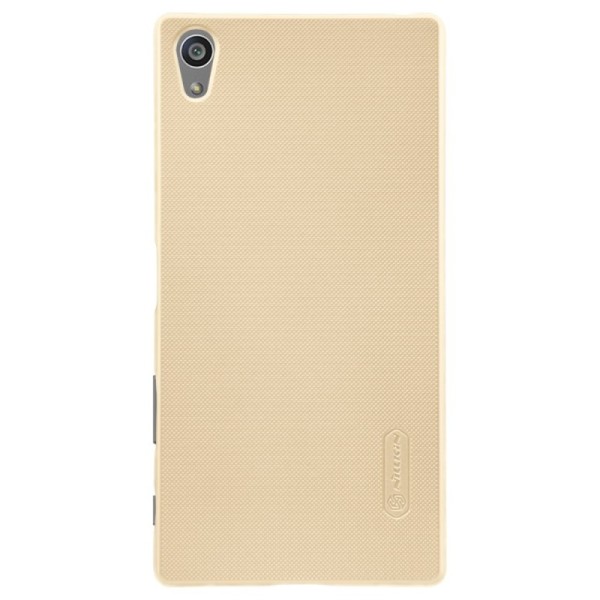 „Nillkin“ Frosted Shield dėklas - auksinis + apsauginė ekrano plėvelė (Xperia Z5 Premium)