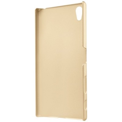 Sony Xperia Z5 Premium Nillkin Frosted Shield auksinis plastikinis dėklas + apsauginė ekrano plėvelė / Priedai.lt