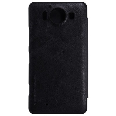 Prabangus „Nillkin“ Qin serijos juodas odinis atverčiamas Microsoft Lumia 950 dėklas / Priedai.lt