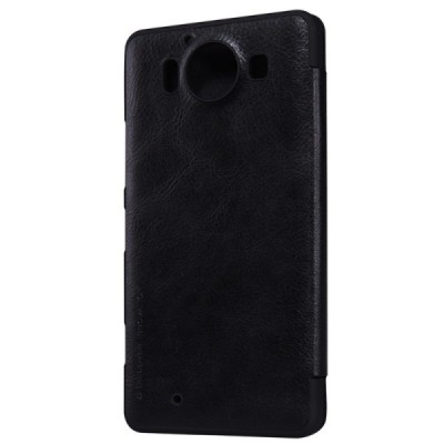 Prabangus „Nillkin“ Qin serijos juodas odinis atverčiamas Microsoft Lumia 950 dėklas / Priedai.lt