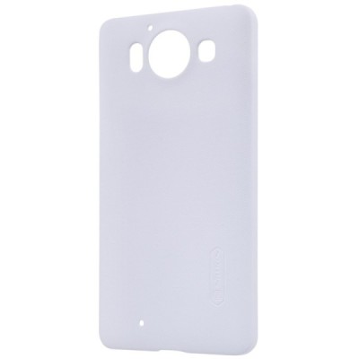 Microsoft Lumia 950 Nillkin Frosted Shield baltas plastikinis dėklas + apsauginė ekrano plėvelė / Priedai.lt