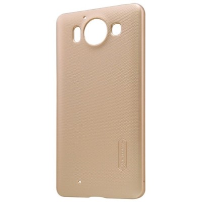 Microsoft Lumia 950 Nillkin Frosted Shield auksinis plastikinis dėklas + apsauginė ekrano plėvelė / Priedai.lt