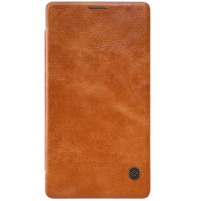 Prabangus „Nillkin“ Qin serijos rudas odinis atverčiamas Microsoft Lumia 950 XL dėklas / Priedai.lt