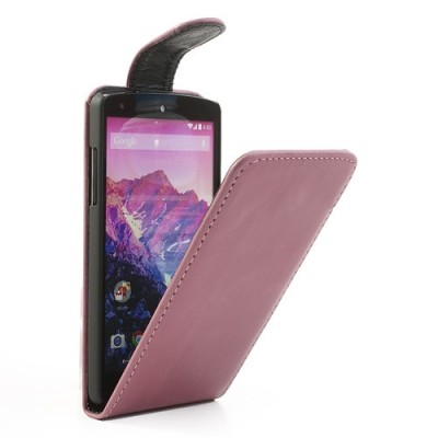 Atverčiamas odinis rožinis LG Nexus 5 E980 dėklas (dėkliukas) / Priedai.lt