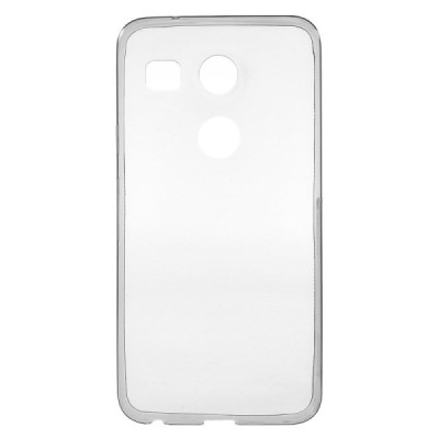 LG Nexus 5X skaidrus (permatomas) silikoninis TPU ploniausias pasaulyje pilkas dėklas / Priedai.lt