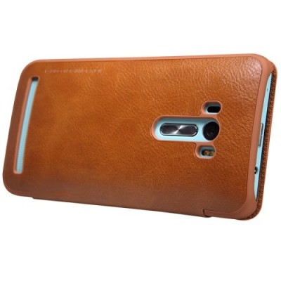 Prabangus „Nillkin“ Qin serijos rudas odinis atverčiamas Asus Zenfone Selfie (ZD551KL) dėklas - knygutė / Priedai.lt