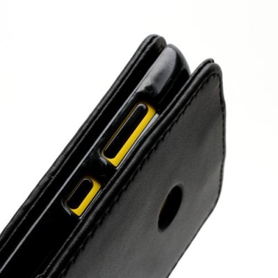 Juodas odinis atverčiamas Nokia Lumia 520 dėklas (dėkliukas) / Priedai.lt
