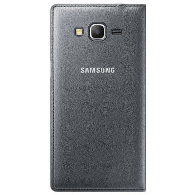 Samsung Galaxy Grand Prime (G530, G531) originalus Flip Wallet Cover atverčiamas juodas odinis dėklas - piniginė / Priedai.lt