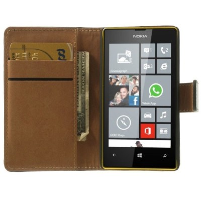 Juodas odinis atverčiamas Nokia Lumia 520 dėklas - piniginė / Priedai.lt