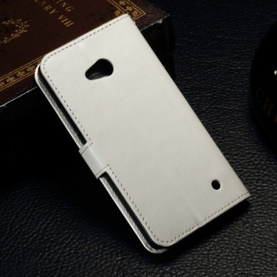 Microsoft Lumia 550 atverčiamas baltas odinis dėklas - piniginė / Priedai.lt
