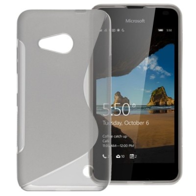 Microsoft Lumia 550 kieto silikono TPU skaidrus pilkas dėklas - nugarėlė / Priedai.lt