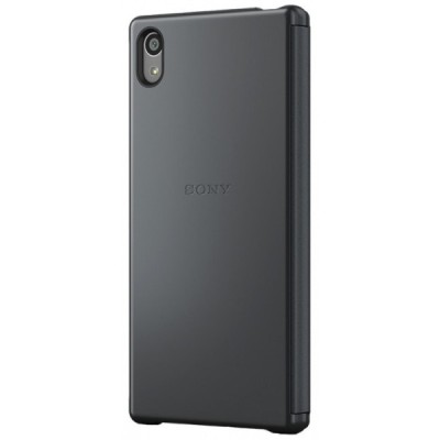 Oficialius Sony Xperia Z5 Premium Style Cover Window juodas atverčiamas dėklas SCR46 / Priedai.lt