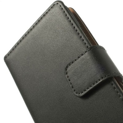 Juodas odinis atverčiamas Nokia Lumia 520 dėklas - piniginė / Priedai.lt