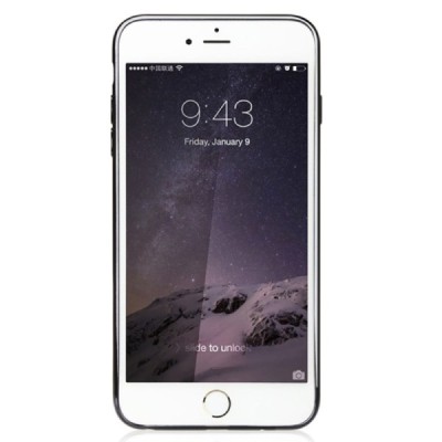 Apple iPhone 6 (6s) „Baseus“ Shining Case TPU silikoninis skaidrus permatomas itin plonas dėklas su juodu rėmeliu / Priedai.lt