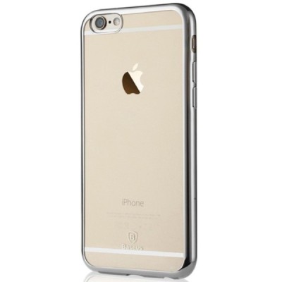 Apple iPhone 6 (6s) „Baseus“ Shining Case TPU silikoninis skaidrus permatomas itin plonas dėklas su sidabriniu rėmeliu / Priedai