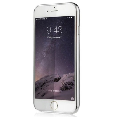Apple iPhone 6 (6s) „Baseus“ Shining Case TPU silikoninis skaidrus permatomas itin plonas dėklas su sidabriniu rėmeliu / Priedai