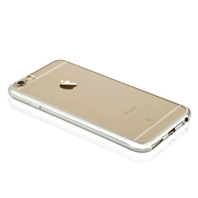Apple iPhone 6 (6s) „Baseus“ Shining Case TPU silikoninis skaidrus permatomas itin plonas dėklas su sidabriniu rėmeliu / Priedai